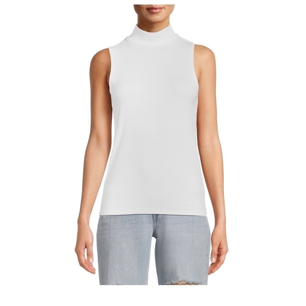NO BOUNDARIES SLEEVELESS HIGH NECK RIBBED TOP WHITE NEW WITH TAG 7/9